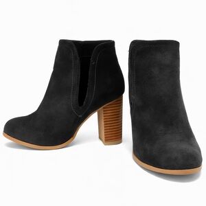 TC Gray Suede Ankle Boots with Tan Heel